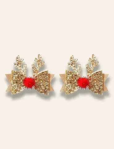 2 stuks kerstserie haarclips met lovertjes