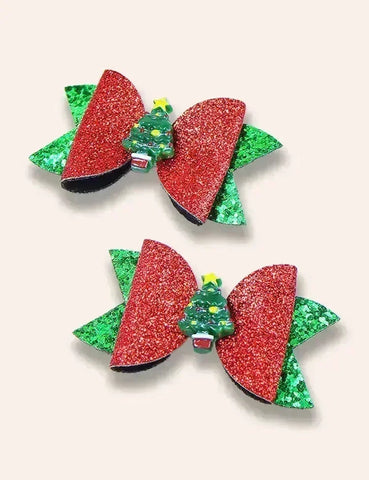 2 stuks kerstserie haarclips met lovertjes
