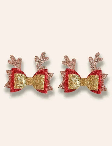 2 stuks kerstserie haarclips met lovertjes