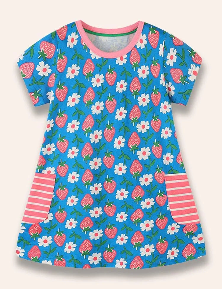 Strawberry Printed Striped Dress - Mini Taylor
