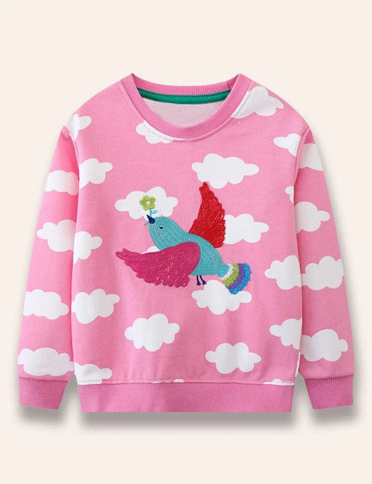 Rainbow Bird Embroidered Sweatshirt - Mini Taylor