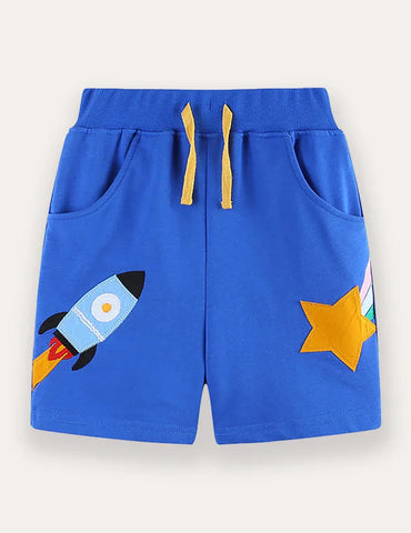 Shorts mit Cartoon-Raketen-Applikation