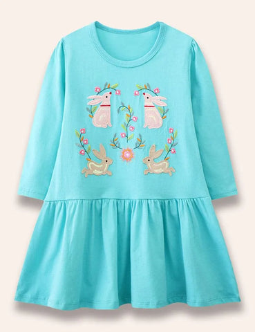 Floral Rabbit Appliqué Dress - Mini Taylor