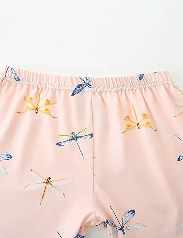 Set di maglietta a maniche corte e pantaloncini con stampa libellula