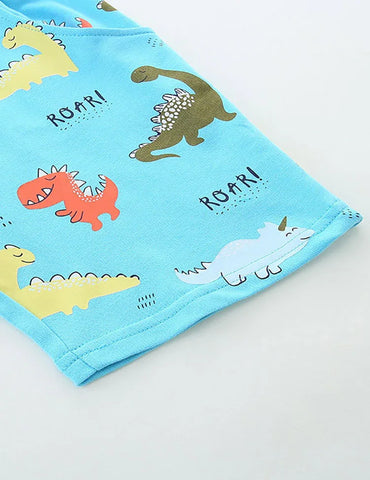 Dinosaur Print Cotton Shorts