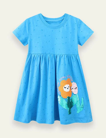 Cartoon Sequin Embroidered Dress - Mini Taylor