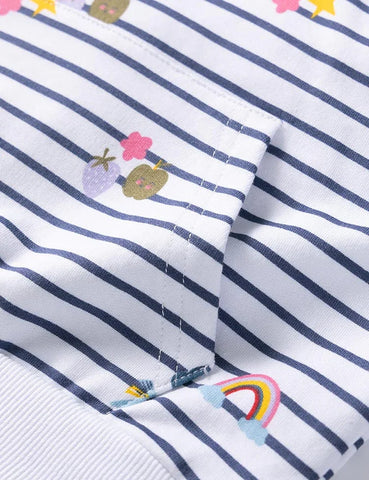 T-shirt a maniche corte con cappuccio stampata a righe