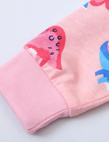 Kleid mit Dinosaurier-Print und Brustknöpfen