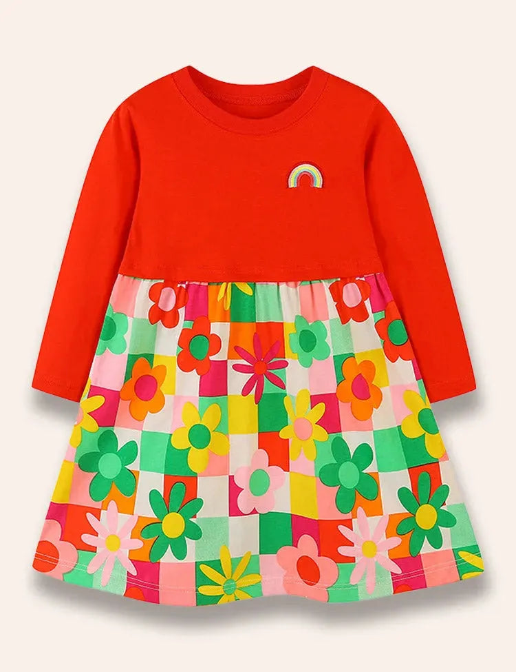 Kariertes Kleid in Regenbogenfarben