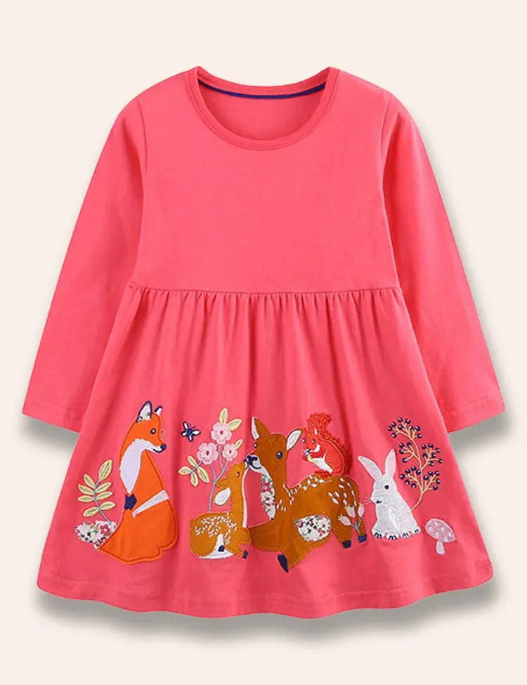 Kleid mit Waldtier-Applikation