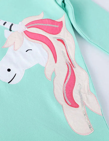 Sweatshirt-Kleid Mit Kapuze Und Einhorn-Applikation