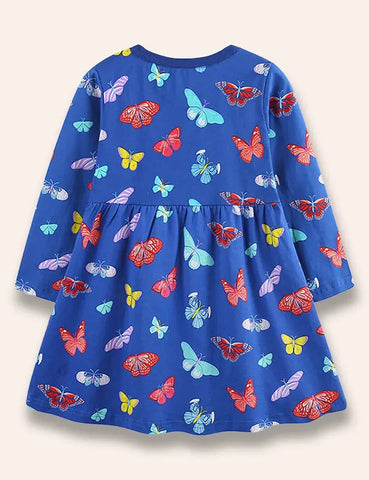 Kleid mit buntem Schmetterlingsprint