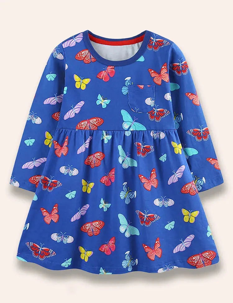 Kleid mit buntem Schmetterlingsprint