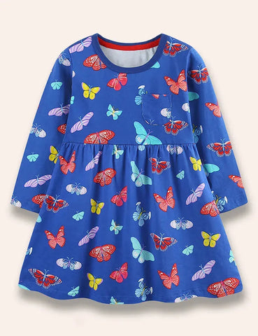 Kleid mit buntem Schmetterlingsprint