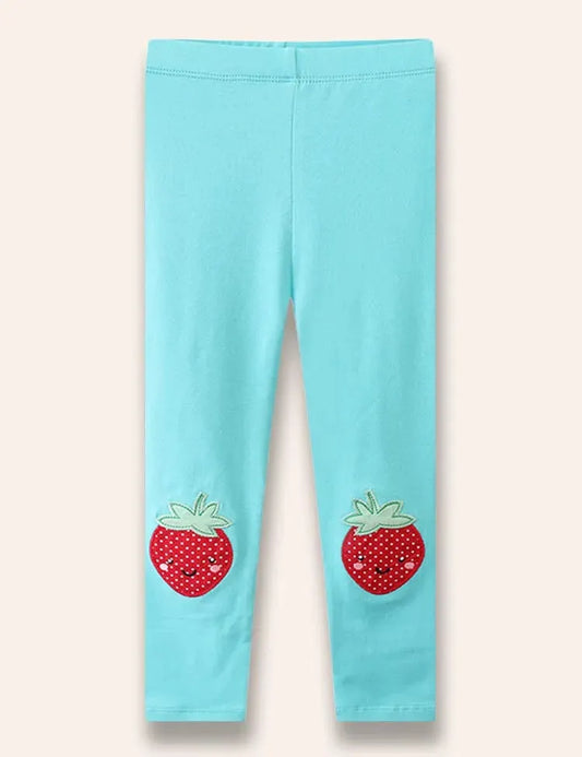Cute Strawberry Appliqué Leggings