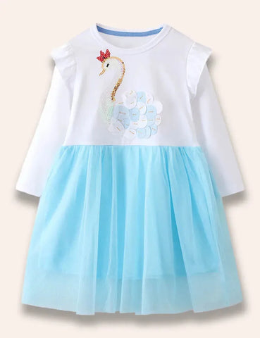 Sequined Swan Tulle Dress