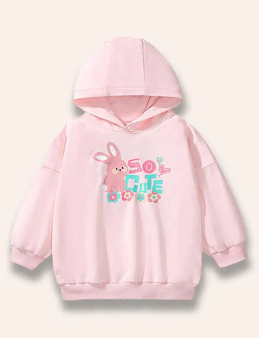 Süßer Hasen-Print Kapuzensweatshirt+Blumige Leggings