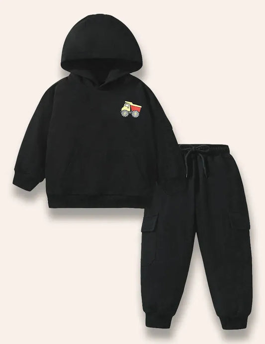 Kapuzensweatshirt-Set mit Baumaschinen-Aufdruck