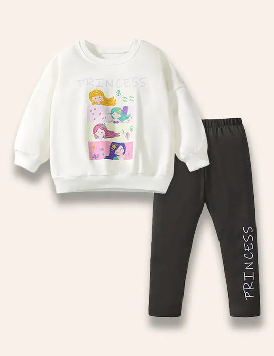 Ensemble sweat-shirt imprimé princesse de dessin animé