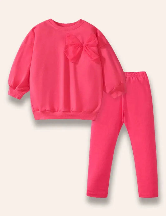 Ensemble sweat-shirt à nœud de couleur unie