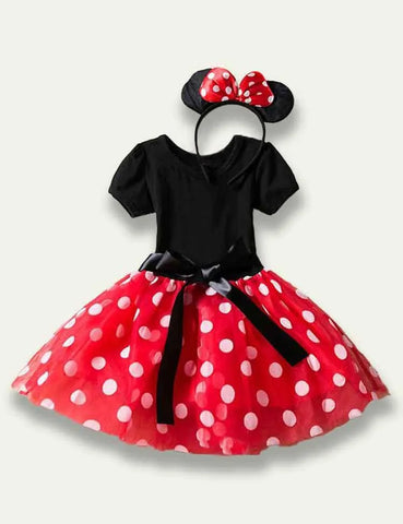 Dot Printed Bow Tulle Dress - Mini Taylor