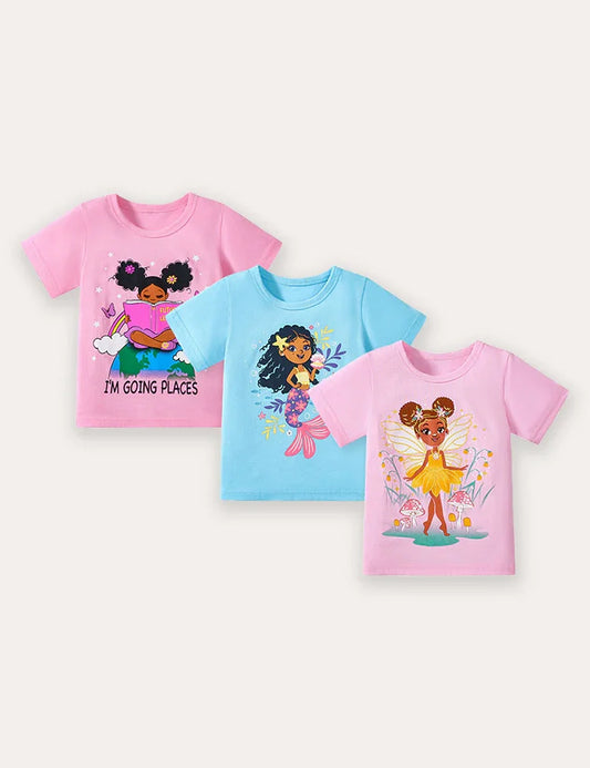 T-shirt a maniche corte stampata con fata 3 pezzi