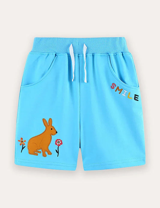 Bunny Embroidered Cotton Shorts