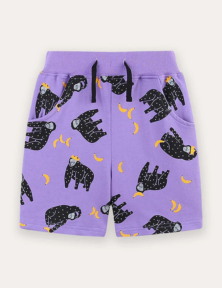 Orangutan Printed Cotton Shorts