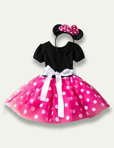 Dot Printed Bow Tulle Dress - Mini Taylor