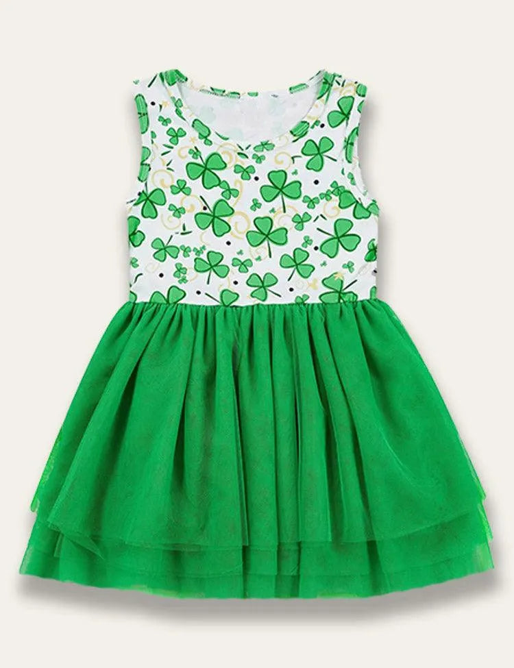 St. Patrick's Day Four-leaf Clover Print Dress - Mini Taylor
