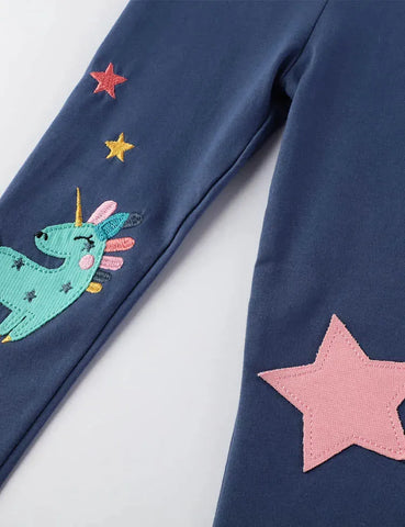 Leggings mit Stern- und Einhorn-Applikation