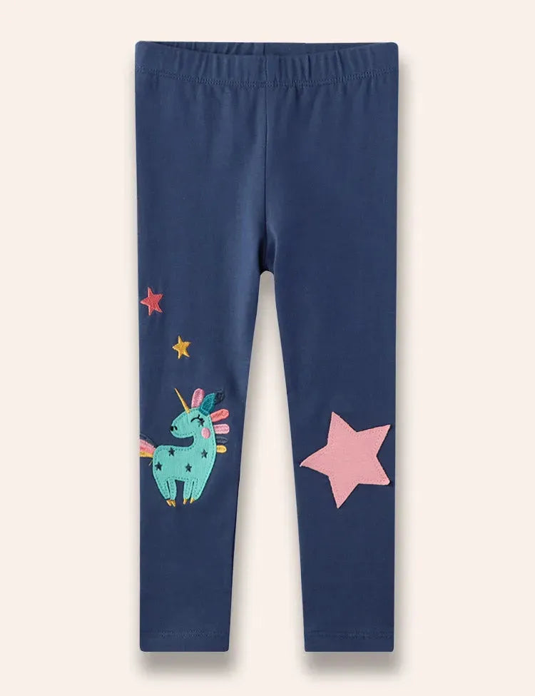 Leggings mit Stern- und Einhorn-Applikation