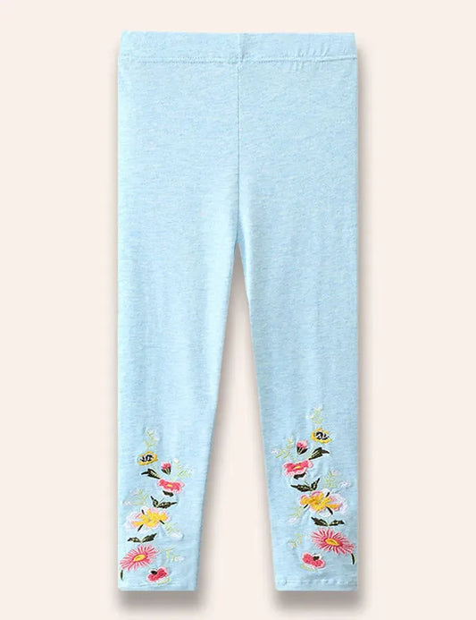 Flower Embroidered Leggings
