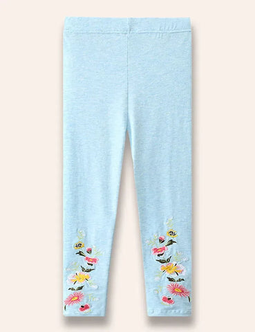Flower Embroidered Leggings