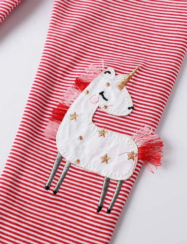 Leggings mit Einhorn‑Applikation und Streifen