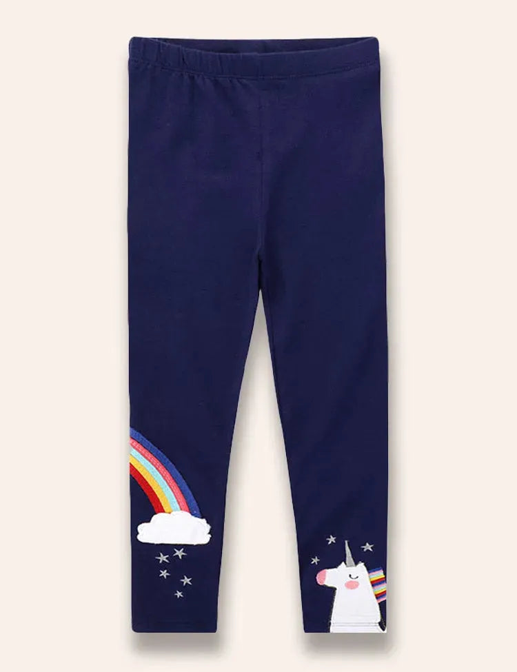 Leggings Mit Regenbogen-Einhorn-Applikation