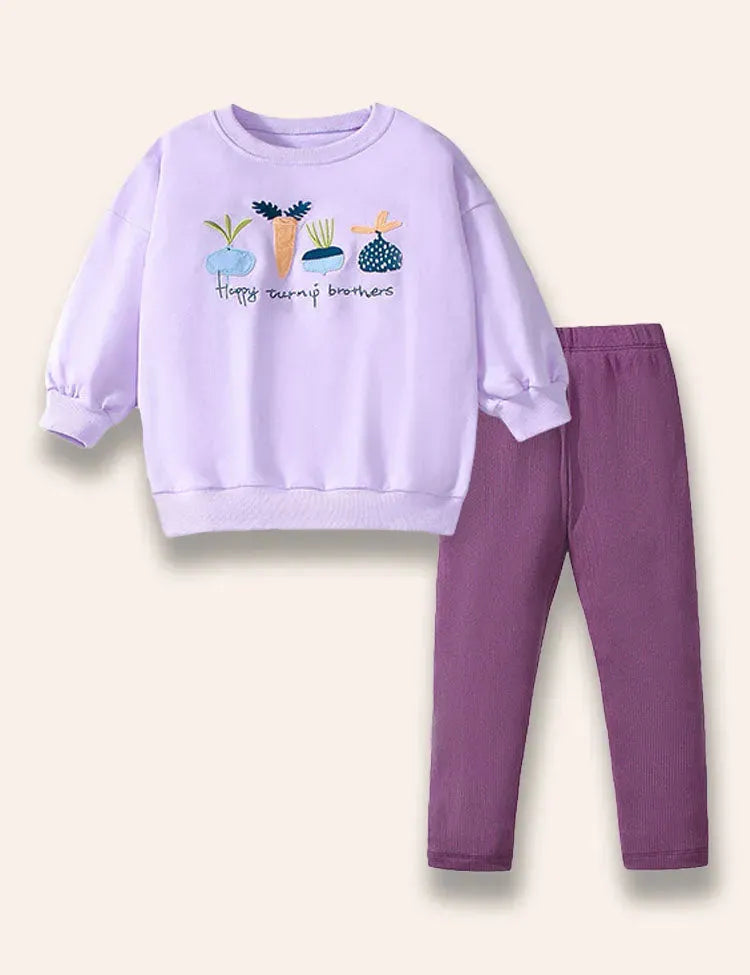 Sweatshirt-Set mit Gemüse-Applikation