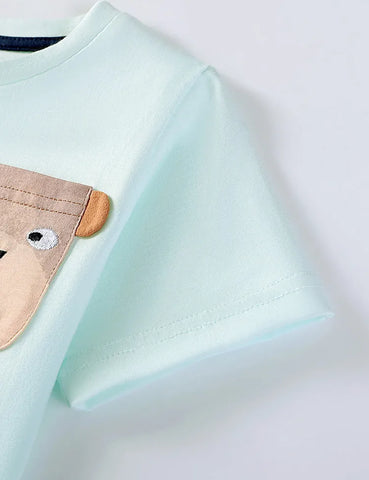 Niedliches Baumwoll-T-Shirt mit Kuh-Applikation