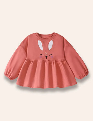 Sweatshirt-Kleid-Set Mit Hasenstickerei