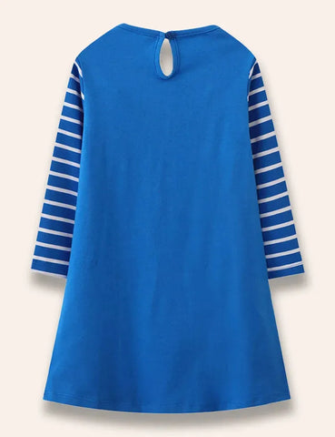 Kleid mit Comic-Eulen-Applikation