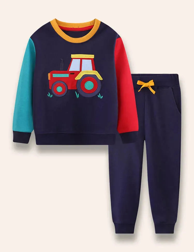 Sweatshirt-Set mit Cartoon-Fahrzeug-Applikation