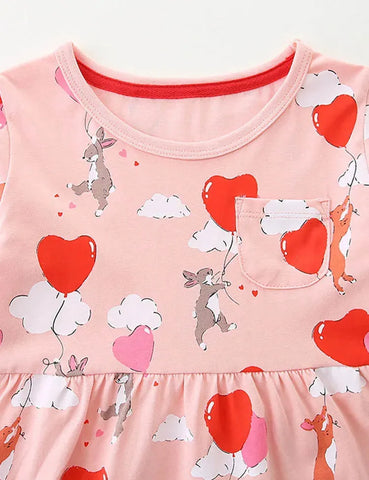 Kleid Mit Herzballon-Häschenprint