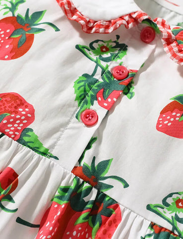 Baumwollkleid Mit Vollflächigem Erdbeerprint