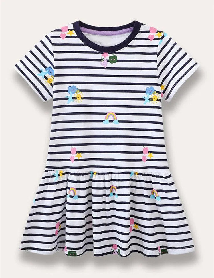 Rainbow Fruit Printed Striped Dress - Mini Taylor