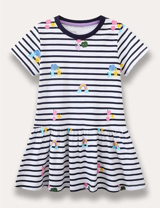 Rainbow Fruit Printed Striped Dress - Mini Taylor