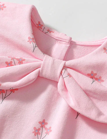 Sweatshirt-Set mit Großer Schleife und Blumenmuster