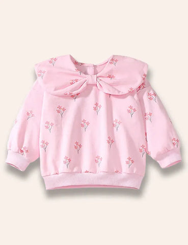 Sweatshirt-Set mit Großer Schleife und Blumenmuster