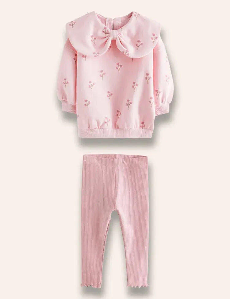 Sweatshirt-Set mit Großer Schleife und Blumenmuster