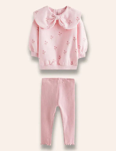 Sweatshirt-Set mit Großer Schleife und Blumenmuster