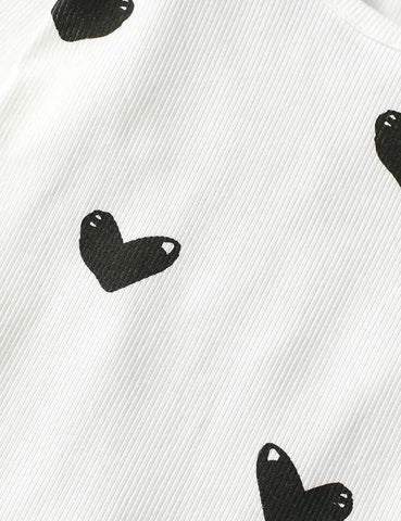 Herzbedrucktes Langarm-T-Shirt-Set
